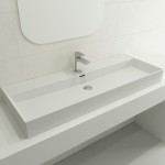 Milano Wall-Mounted Sink Fireclay 47.75 in. 1-Hole with Overflow in Matte White