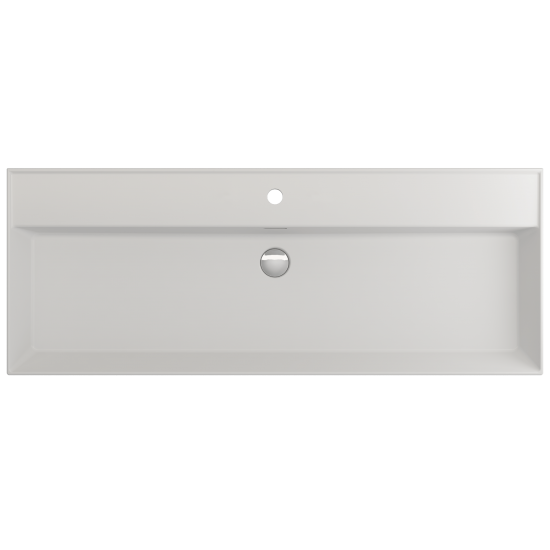 Milano Wall-Mounted Sink Fireclay 47.75 in. 1-Hole with Overflow in Matte White