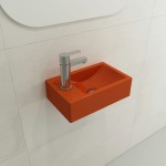 Milano Wall-Mounted Sink Fireclay 14.5 in Right Side Faucet Deck in Orange