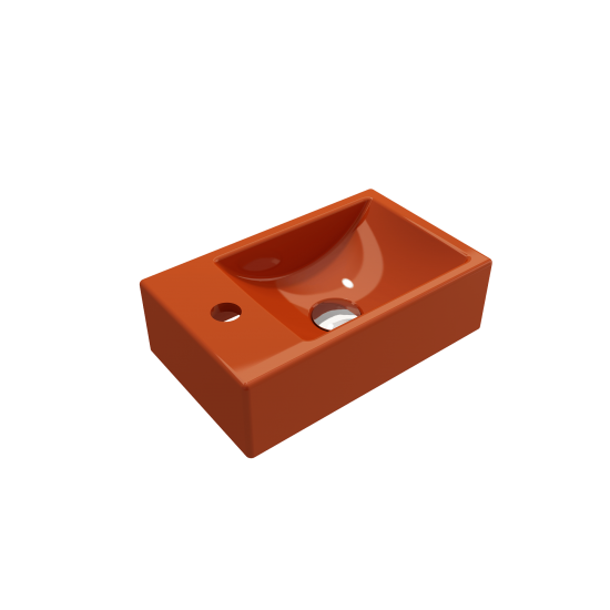 Milano Wall-Mounted Sink Fireclay 14.5 in Right Side Faucet Deck in Orange