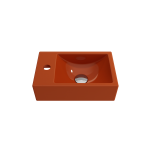 Milano Wall-Mounted Sink Fireclay 14.5 in Right Side Faucet Deck in Orange