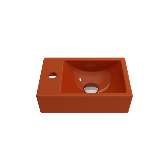 Milano Wall-Mounted Sink Fireclay 14.5 in Right Side Faucet Deck in Orange