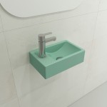 Milano Wall-Mounted Sink Fireclay 14.5in 1-hole Right Faucet in Matte Mint Green