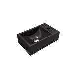 Milano Wall-Mounted Sink Fireclay 14.5 in Left Side Faucet Deck in Matte Black
