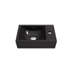 Milano Wall-Mounted Sink Fireclay 14.5 in Left Side Faucet Deck in Matte Black