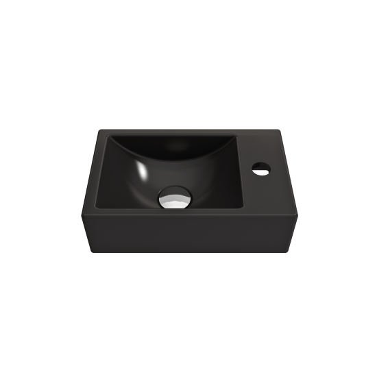 Milano Wall-Mounted Sink Fireclay 14.5 in Left Side Faucet Deck in Matte Black