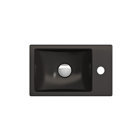 Milano Wall-Mounted Sink Fireclay 14.5 in Left Side Faucet Deck in Matte Black