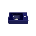 Milano Wall-Mounted Sink Fireclay 14.5 in. 1-hole Left Faucet in Sapphire Blue