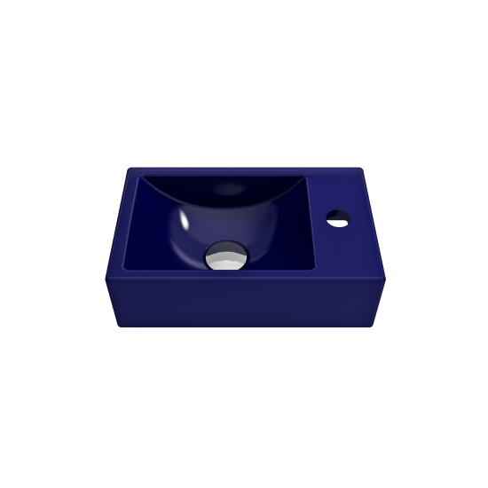 Milano Wall-Mounted Sink Fireclay 14.5 in. 1-hole Left Faucet in Sapphire Blue