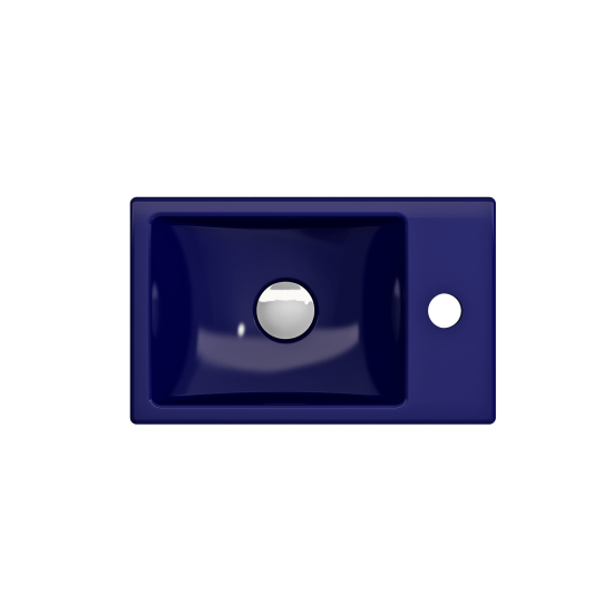 Milano Wall-Mounted Sink Fireclay 14.5 in. 1-hole Left Faucet in Sapphire Blue