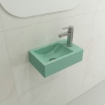 Milano Wall-Mounted Sink Fireclay 14.5in. 1-hole Left Faucet in Matte Mint Green