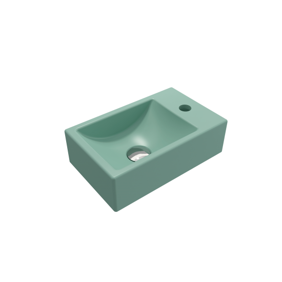 Milano Wall-Mounted Sink Fireclay 14.5in. 1-hole Left Faucet in Matte Mint Green