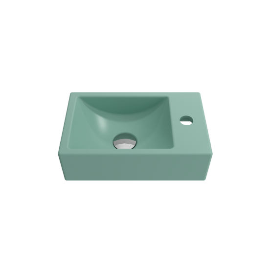 Milano Wall-Mounted Sink Fireclay 14.5in. 1-hole Left Faucet in Matte Mint Green