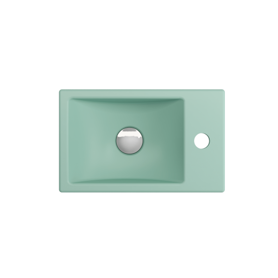 Milano Wall-Mounted Sink Fireclay 14.5in. 1-hole Left Faucet in Matte Mint Green