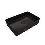 Sottile Rectangle Vessel Fireclay 21.5 in. with Drain Cover in Matte Black