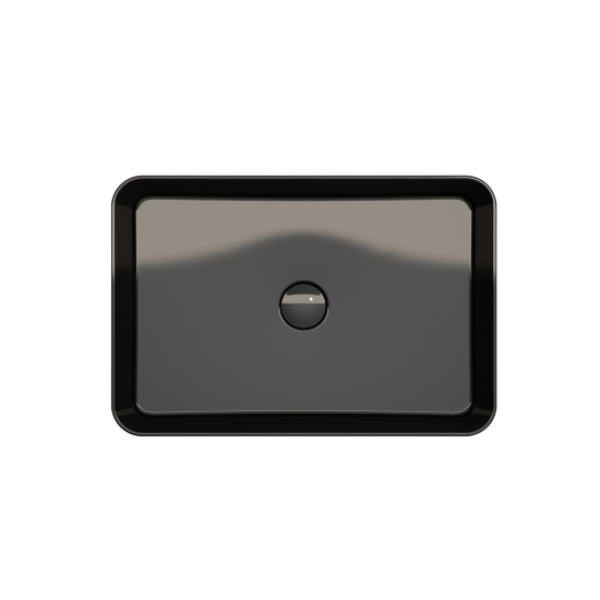Sottile Rectangle Vessel Fireclay 21.5 in. with Matching Drain Cover in Black