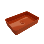 Sottile Rectangle Vessel Fireclay 21.5 in. with Matching Drain Cover in Orange