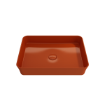 Sottile Rectangle Vessel Fireclay 21.5 in. with Matching Drain Cover in Orange