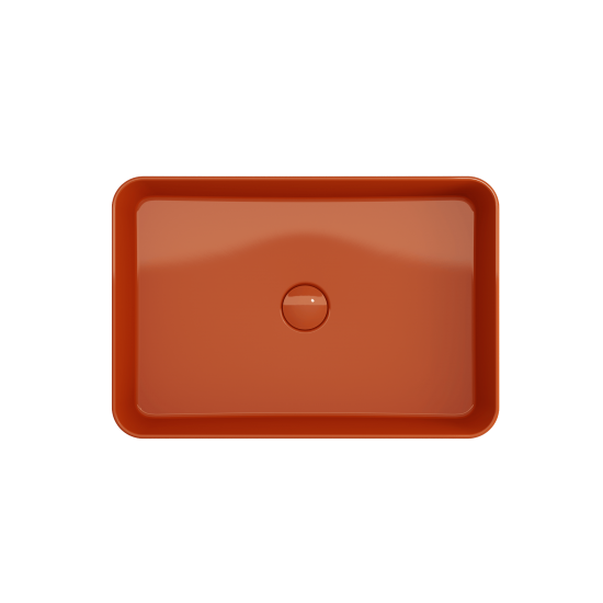 Sottile Rectangle Vessel Fireclay 21.5 in. with Matching Drain Cover in Orange