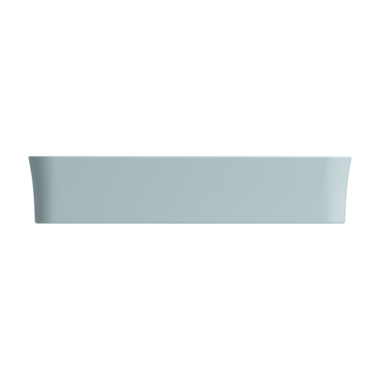 Sottile Rectangle Vessel Fireclay 21.5 in. with Drain Cover in Matte Ice Blue