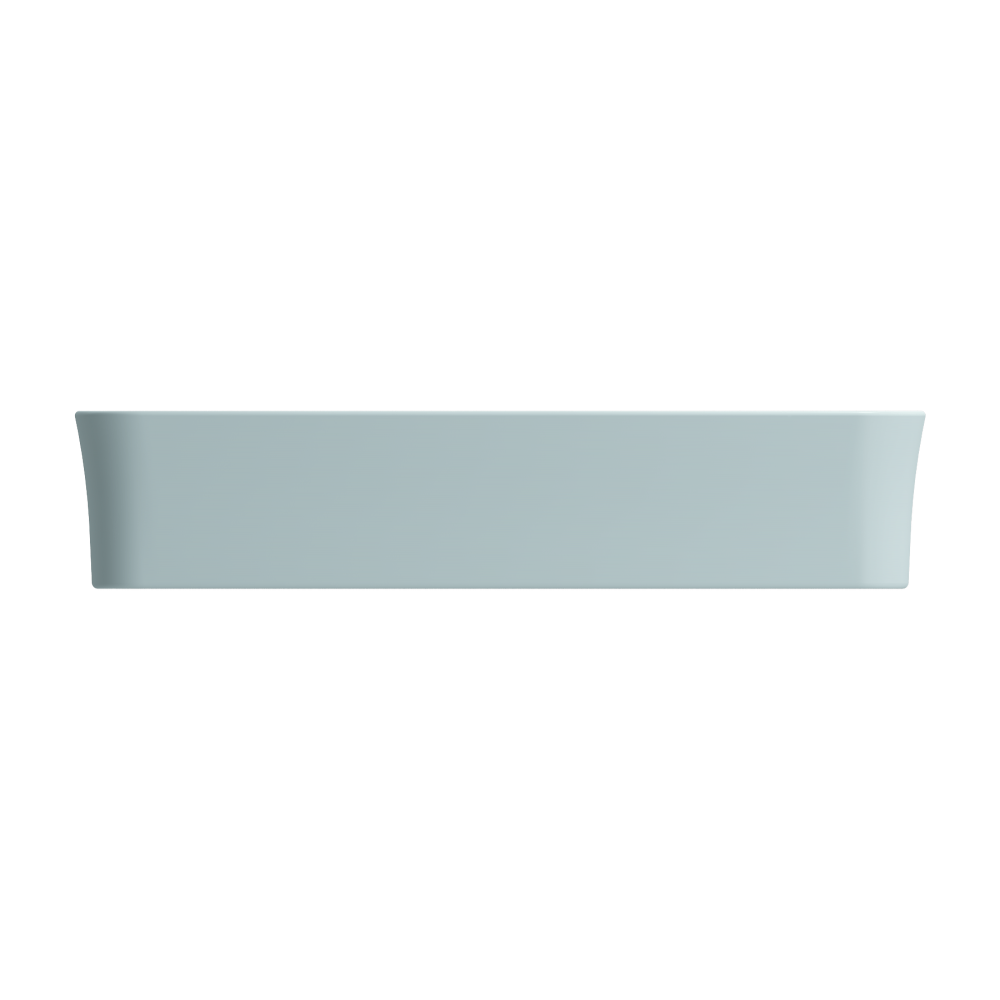 Sottile Rectangle Vessel Fireclay 21.5 in. with Drain Cover in Matte Ice Blue