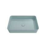 Sottile Rectangle Vessel Fireclay 21.5 in. with Drain Cover in Matte Ice Blue