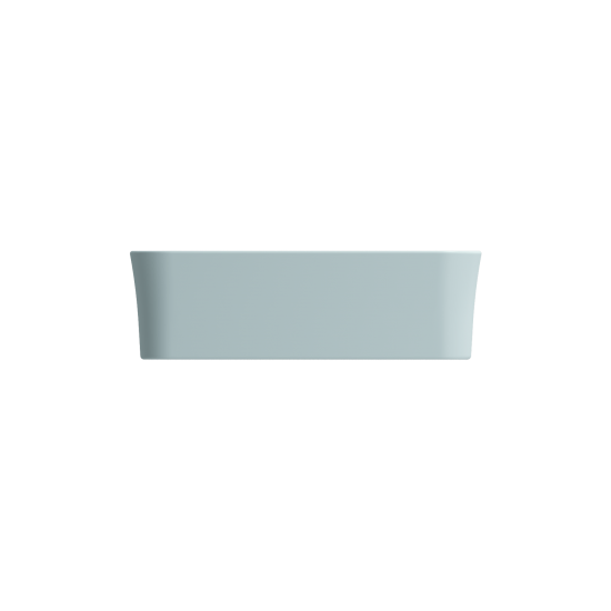 Sottile Rectangle Vessel Fireclay 21.5 in. with Drain Cover in Matte Ice Blue