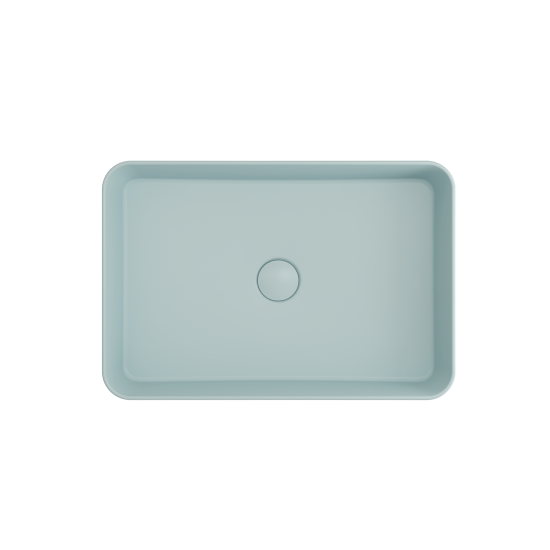 Sottile Rectangle Vessel Fireclay 21.5 in. with Drain Cover in Matte Ice Blue