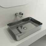 Sottile Rectangle Vessel Fireclay 21.5 in. with Matching Drain Cover in Platinum