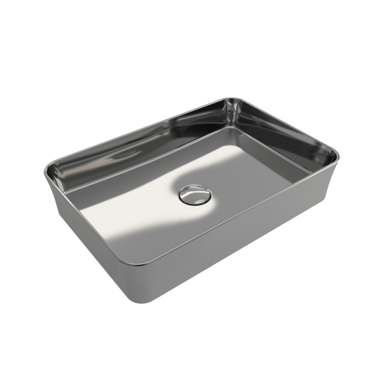 Sottile Rectangle Vessel Fireclay 21.5 in. with Matching Drain Cover in Platinum