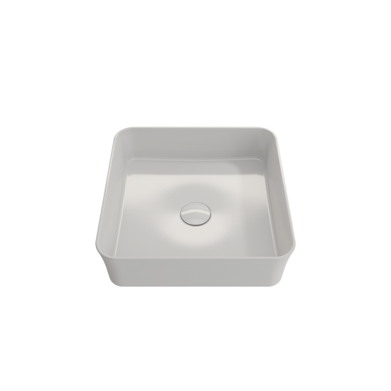 Sottile Square Vessel Fireclay 15.25 in. with Matching Drain Cover in White