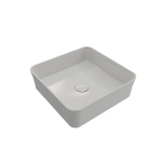 Sottile Square Vessel Fireclay 15.25 in. with Matching Drain Cover in White