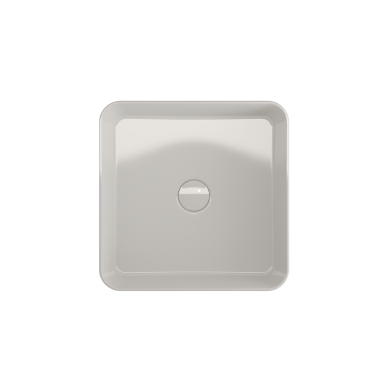 Sottile Square Vessel Fireclay 15.25 in. with Matching Drain Cover in White