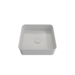 Sottile Square Vessel Fireclay 15.25 in with Matching Drain Cover in Matte White