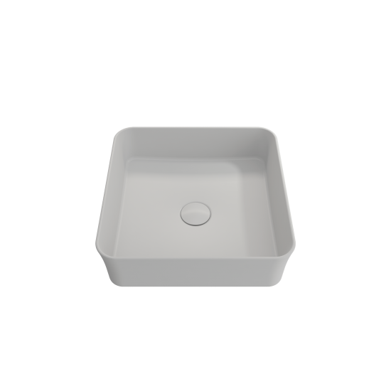 Sottile Square Vessel Fireclay 15.25 in with Matching Drain Cover in Matte White