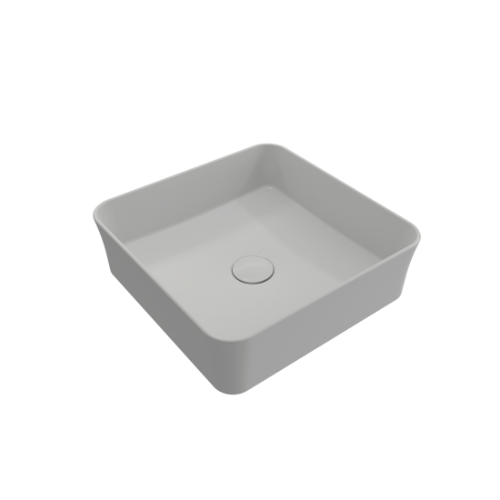 Sottile Square Vessel Fireclay 15.25 in with Matching Drain Cover in Matte White