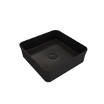 Sottile Square Vessel Fireclay 15.25 in with Matching Drain Cover in Matte Black