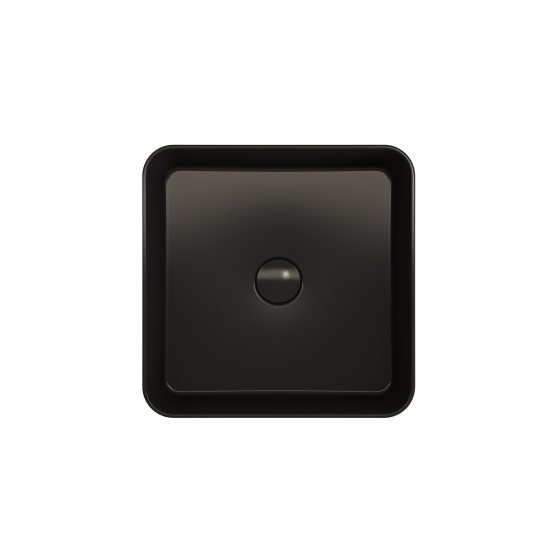 Sottile Square Vessel Fireclay 15.25 in with Matching Drain Cover in Matte Black