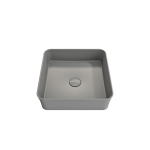 Sottile Square Vessel Fireclay 15.25 in. with Matching Drain Cover in Matte Gray