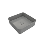 Sottile Square Vessel Fireclay 15.25 in. with Matching Drain Cover in Matte Gray