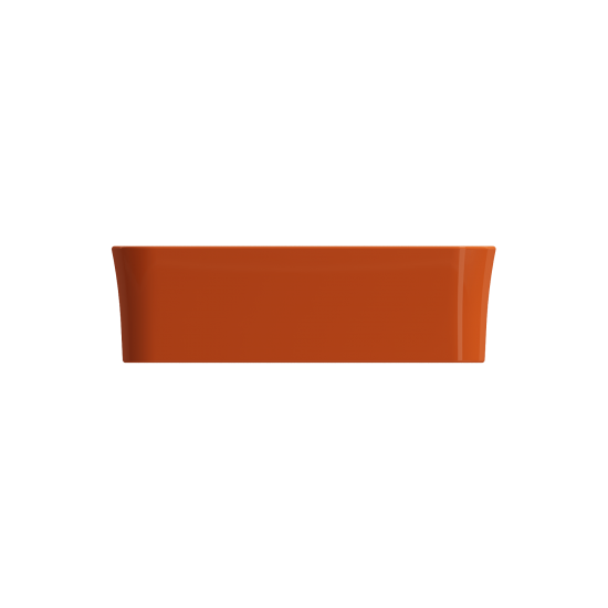 Sottile Square Vessel Fireclay 15.25 in. with Matching Drain Cover in Orange