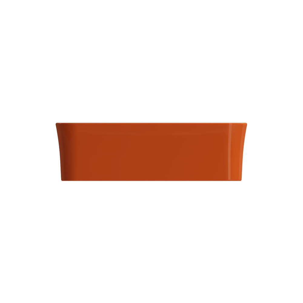 Sottile Square Vessel Fireclay 15.25 in. with Matching Drain Cover in Orange