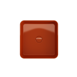 Sottile Square Vessel Fireclay 15.25 in. with Matching Drain Cover in Orange