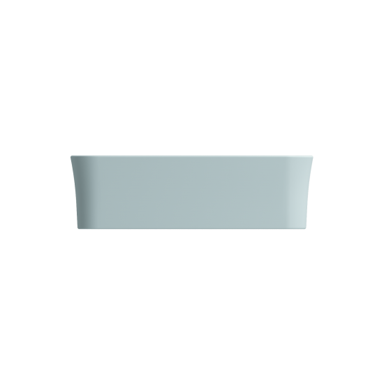 Sottile Square Vessel Fireclay 15.25 in. with Drain Cover in Matte Ice Blue