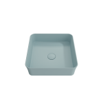Sottile Square Vessel Fireclay 15.25 in. with Drain Cover in Matte Ice Blue