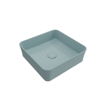 Sottile Square Vessel Fireclay 15.25 in. with Drain Cover in Matte Ice Blue