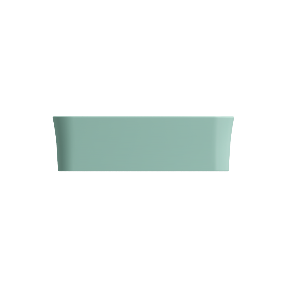 Sottile Square Vessel Fireclay 15.25 in. with Drain Cover in Matte Mint Green