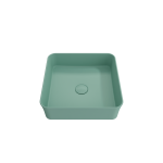 Sottile Square Vessel Fireclay 15.25 in. with Drain Cover in Matte Mint Green