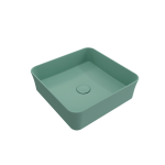 Sottile Square Vessel Fireclay 15.25 in. with Drain Cover in Matte Mint Green