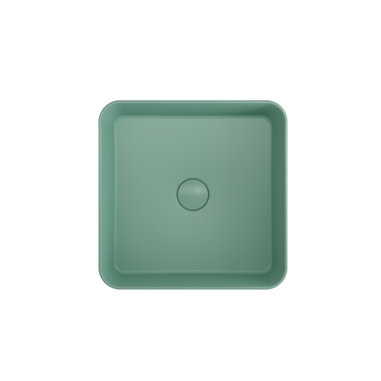 Sottile Square Vessel Fireclay 15.25 in. with Drain Cover in Matte Mint Green